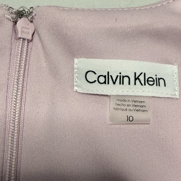 Calvin Klein Pleated Halter Neck Sheath Dress Size 10 Pale Lilac Scuba Crepe NEW - Picture 6 of 11